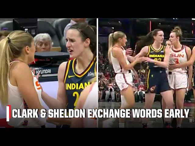 Tensions rising between Caitlin Clark & Jacy Sheldon early in Sun-Fever  | WNBA on ESPN