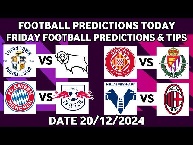 FOOTBALL PREDICTIONS TODAY 20/12/2024 SOCCER PREDICTIONS TODAY | BETTING TIPS, #footballpredictions