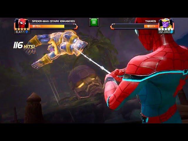 Marvel Contest of Champions: Spider-Man Stark Enhanced Vs Road to the Labyrinth Thanos Boss Fight