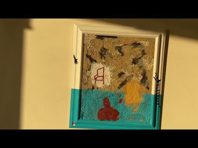 Tarik Mendes Art Studio Mixed Media on Net Screen Wooden Frame