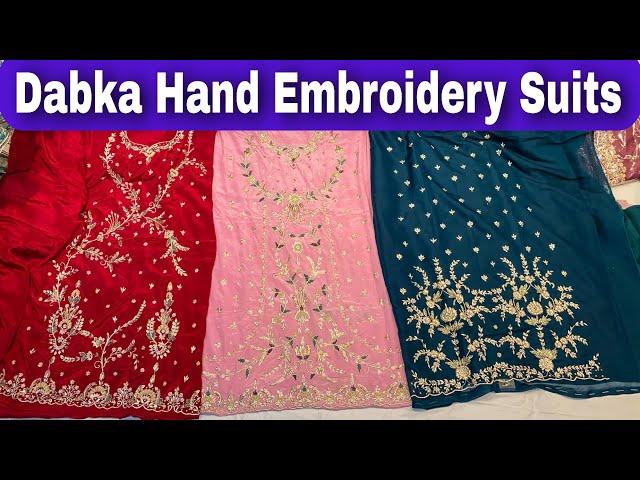 Dabka work suits designs, hand work bridal suits. Nai Sarak, Chandni Chowk Delhi.