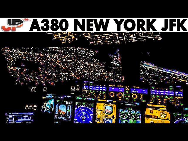 AIRBUS A380 Lovely Night Landing at New York JFK Airport