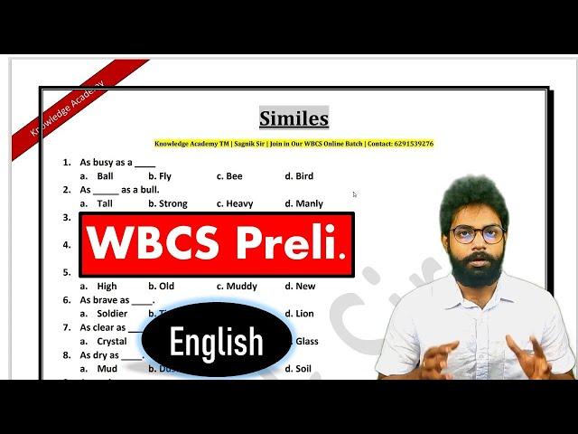 Best of Similes - WBCS English - Sagnik Sir | Knowledge Academy