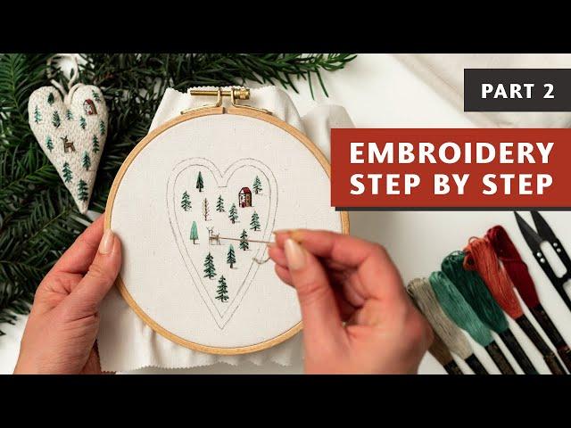 HAND EMBROIDERY CHRISTMAS ORNAMENT - Embroidery Tutorial For Beginners | Part 2