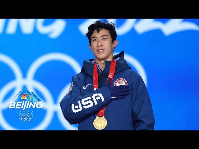 Nathan Chen accepts his very first gold medal after free skate | Winter Olympics 2022 | NBC Sports