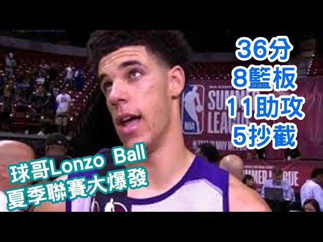 球哥Lonzo Ball打出身價 36分8籃板11助攻5抄截