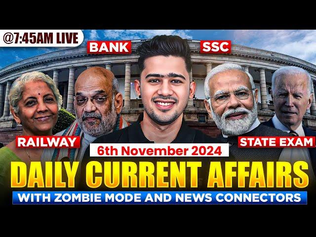 Live Current Affairs: 6th November 2024 | Government Exam Preparation with Kush Sir | Yes Officer