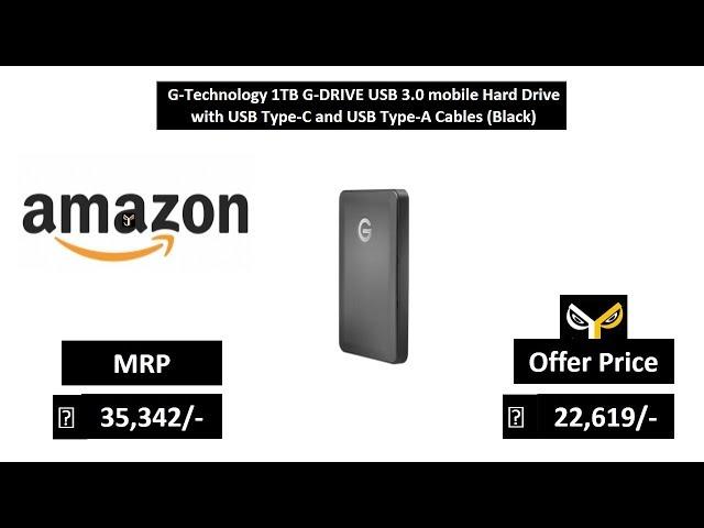 G-Technology 1TB G-DRIVE USB 3.0 mobile Hard Drive with USB Type-C and USB Type-A Cables (Black)