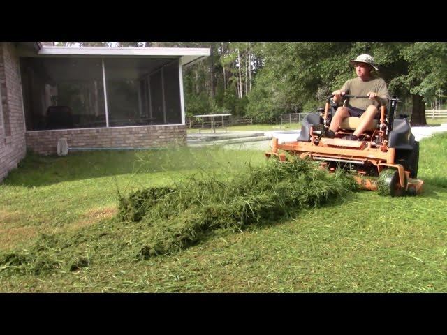 Realtime mowing no. 9 - Clips from vlog no. 25 (thick wet septic tank)