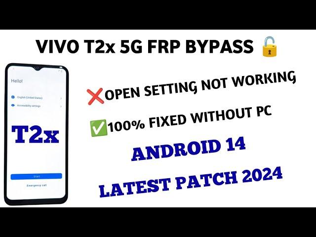 Vivo T2x  5G Frp Bypass Android 14 Setting Not Open || Vivo Y16 Frp Bypass Open Setting Not Working