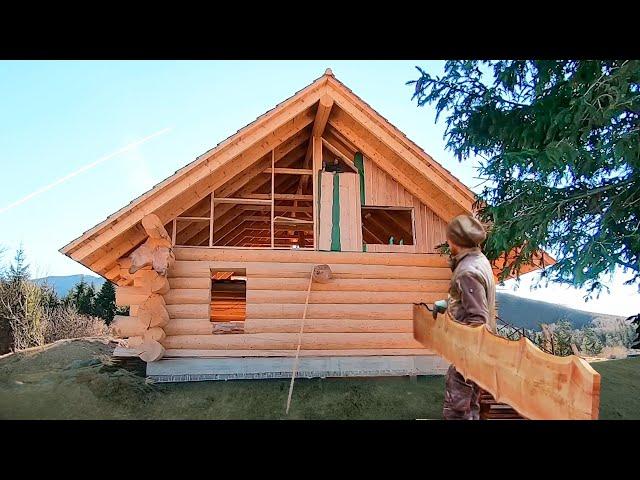 We Built an Inexpensive Beautiful Log HOUSE 1 year in 20 minutes - TIMELAPSE. From start to finish