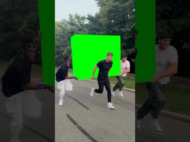 MrBeast, Logan Paul, and KSI running with the LUNCHLY Box meme - Green Screen