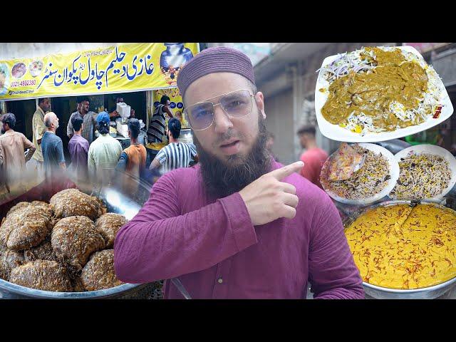 EXPLORING FOOD IN BUSY MARKET OF LAHORE | HALEEM CHAWAL | QEEMA PULAO | BILAL GANJ LAHORE