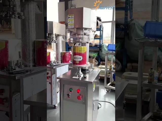 #Semi automatic bottom #tin lid #seaming #machine, big diameter metal #container #closing machine