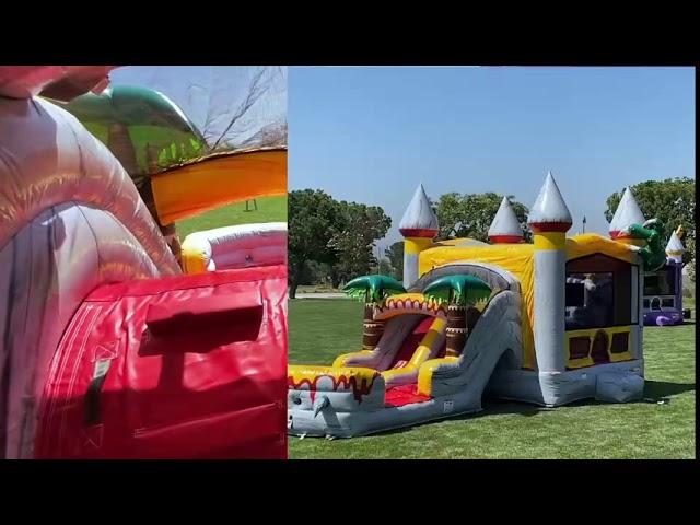 Dual Lane Commercial Inflatable Bounce House with Slide - JumpOrange