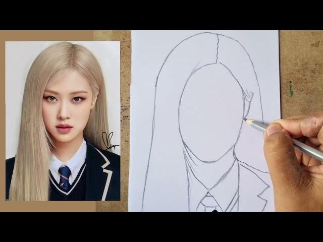 How to draw Blackpink Rose outline drawing