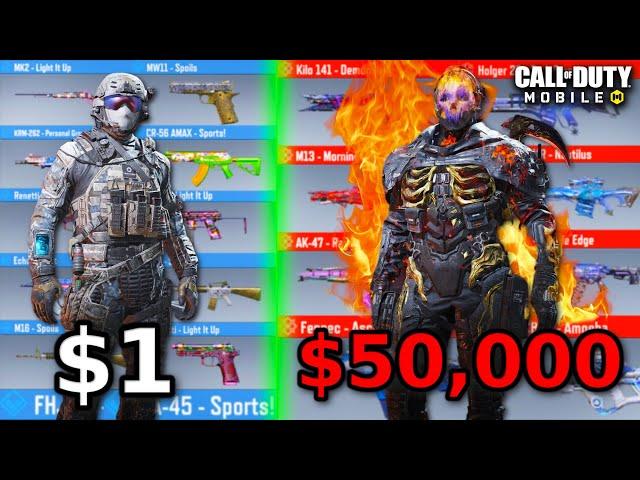 $1 vs $50,000 COD MOBILE ACCOUNT