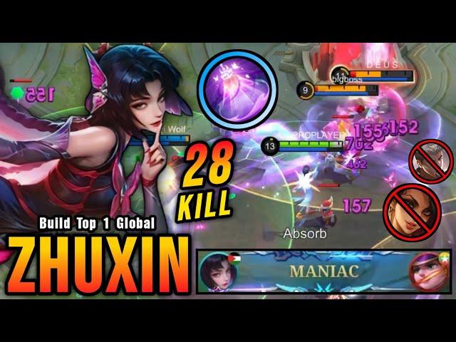 28 Kills + MANIAC!! Deadly Lantern Zhuxin Annoying CC Mage!! - Build Top 1 Global Zhuxin ~ MLBB