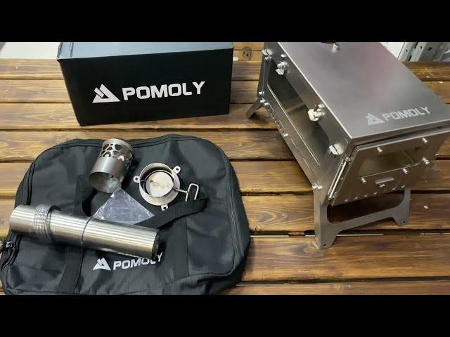 Складная титановая печь  Pomoly T1 Mini 3 Fastfold Titanium для палатки, похода, туризма