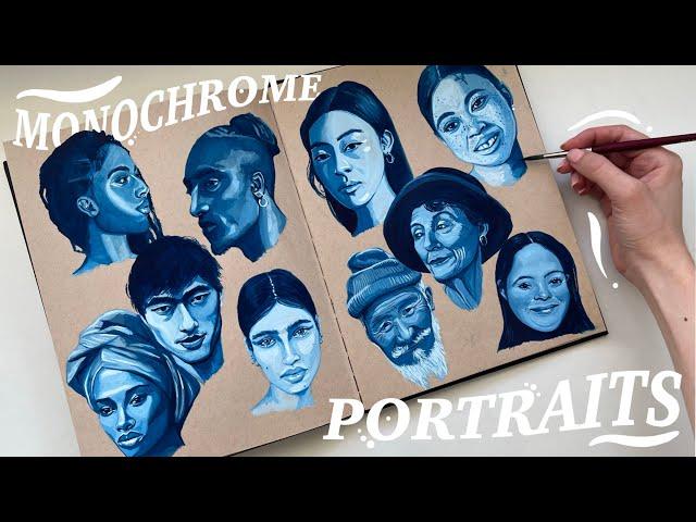 painting gouache portraits  how I improved my portrait painting with monochrome studies