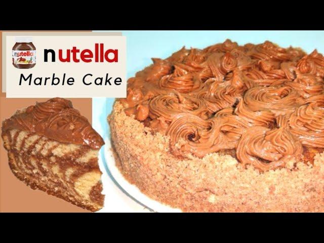 Nutella Marble Cake||ഓവനും ബീറ്ററും ഇല്ലാതെ ഒരടിപൊളി മാർബിൾ കേക്ക് ||Cake with Nutella Frosting