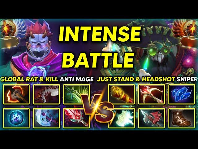 TRULY INTENSE BATTLE | GLOBAL RAT & KILL ANTI MAGE VS. JUST STAND & HEADSHOT SNIPER | 7.37d DOTA 2