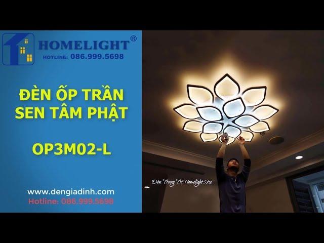 Đèn sen tâm phật 15 cánh - OP3M02-L - Đèn trang trí Homelight