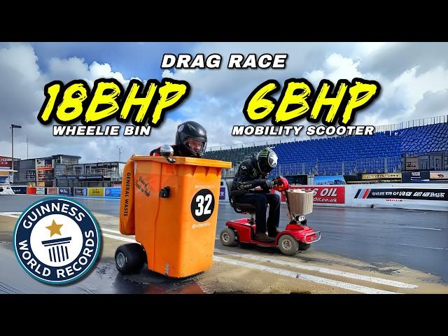 WORLDS FASTEST WHEELIE BIN vs MOBILITY SCOOTER: DRAG RACE