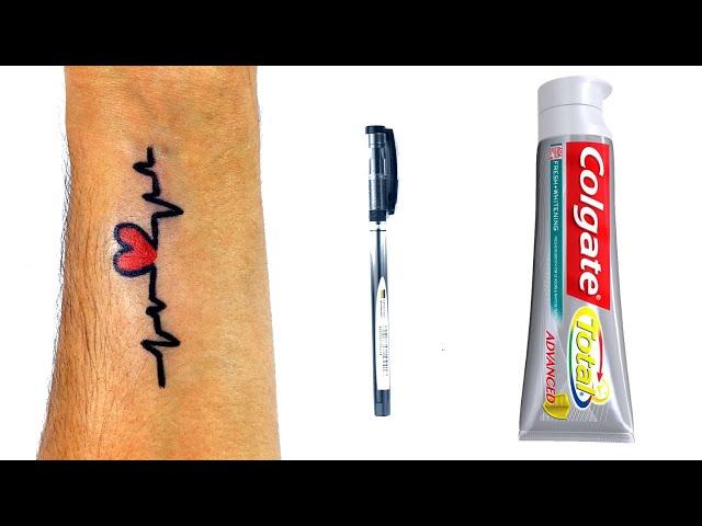 How To Make TEMPORARY Tattoo At Home with pen & Toothpaste | Diy Tattoo With Pen | Pen Tattoo