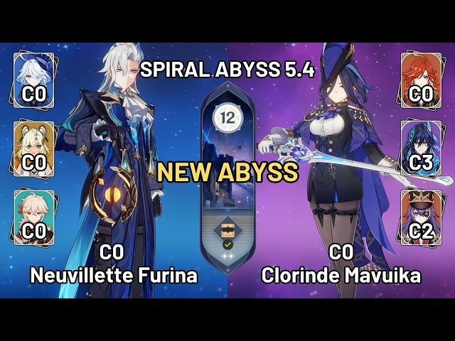 New Spiral Abyss 5.4 C0 Neuvillette Furina Xilonen Hypercarry & C0 Clorinde Mavuika | Genshin Impact