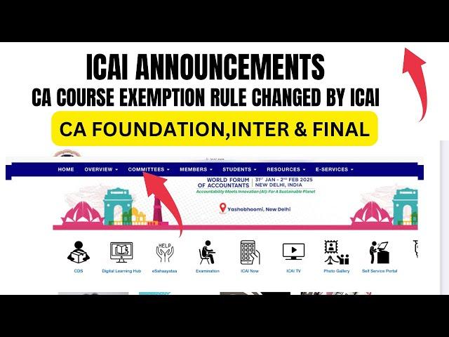 ICAI ANNOUNCEMENT CA NEW Course Rule Changed by ICAI ! | CA New Course Exemption Rule Complete info