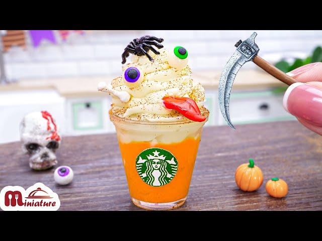 Amazing Miniature Starbucks Pumpkin Spice Frappucinno Recipe | ASMR Cooking Mini Food