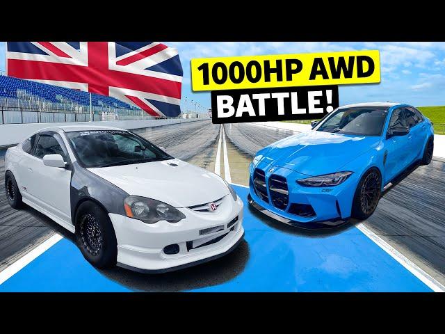 1030hp AWD Honda Integra DC5 Type R drag races 1000hp G80 BMW M3