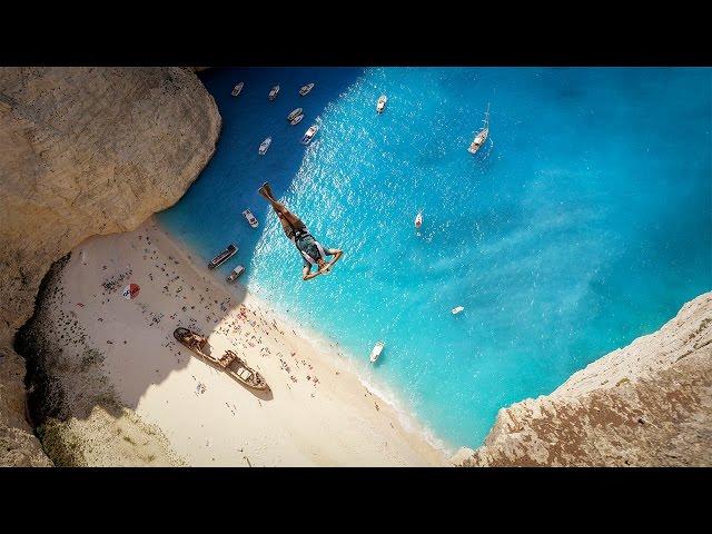 Daredevil's Jump Off Cliff Over Shipwreck On Beach