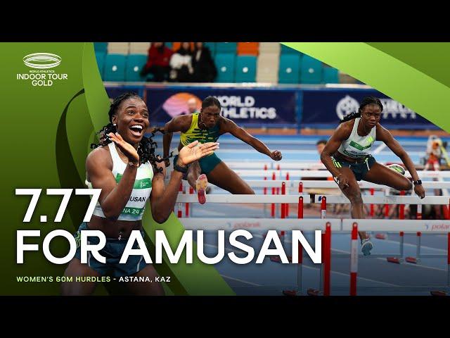 Tobi Amusan powers to 7.77 area record  | World Indoor Tour 2024