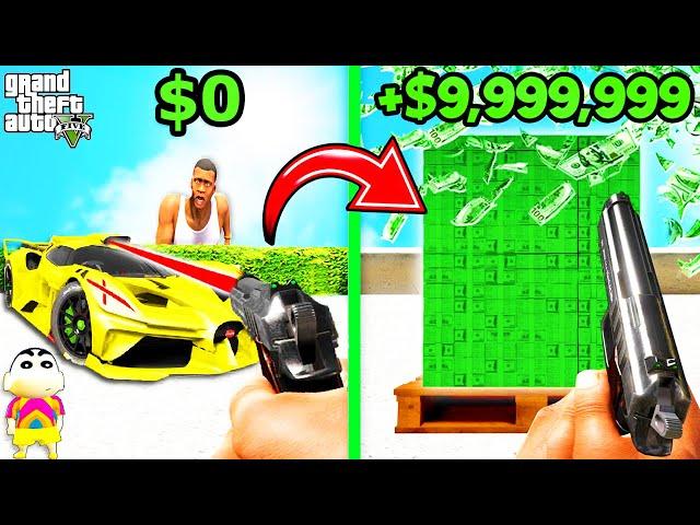 If Franklin SHOOT ANYTHING Turns To MONEY in GTA 5 | SHINCHAN and CHOP