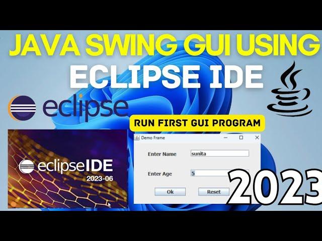 Create First Java GUI using Eclipse IDE [2024] | How to Install Swing in  Eclipse| Window Builder