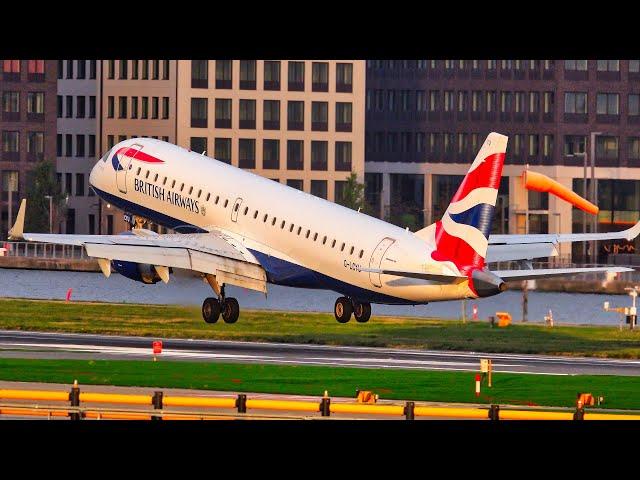 20 MINS LANDINGS & TAKEOFFS at LCY | 4K | London City Airport Plane Spotting from Close Up!