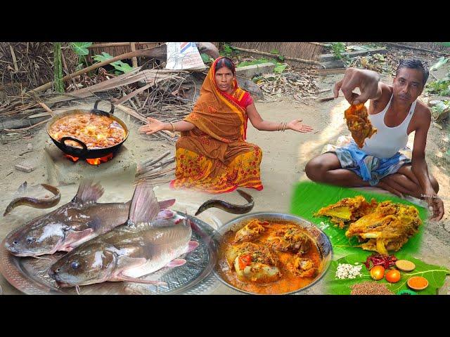 amazing fishing videos! chona fish curry recipe cooking&eating in village,style fish catching videos