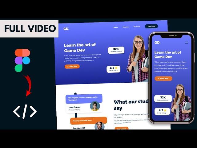 Design A Responsive Website | Figma to HTML, CSS & JavaScript | FULL VIDEO