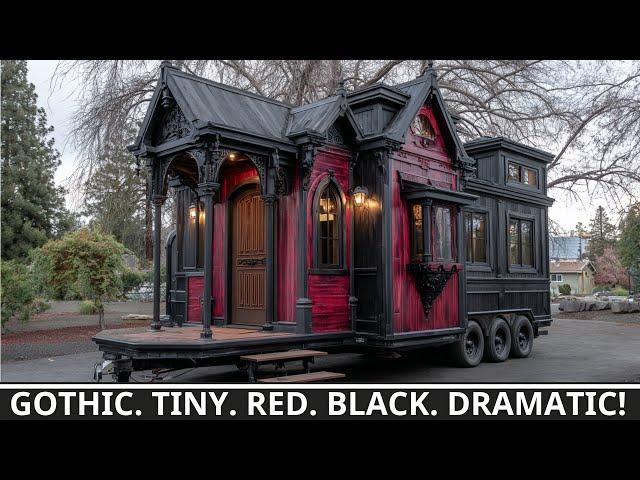 Gothic Luxury Tiny House on Wheels – Red & Black and Ready to Haunt