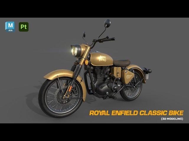 royal enfield classic Bike 3d Modeling || Autodesk Maya + Substance 3D Painter || #3d #showreel