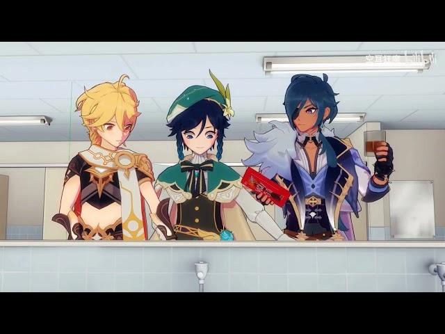 This is what boys do in the restroom? - Genshin Impact