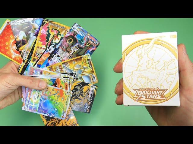 High Quality Fake Pokemon Cards Opening V VMAX VSTAR Brilliant Stars Build and Battle Box