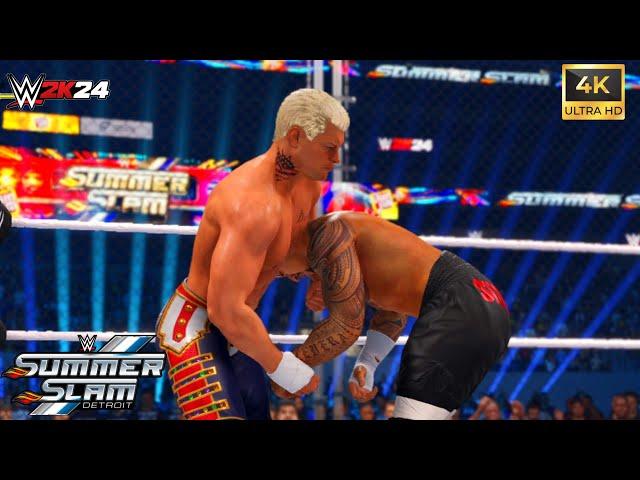 WWE 2K24 - Cody Rhodes Vs Solo Sikoa | Steel Cage | [4K60FPS]