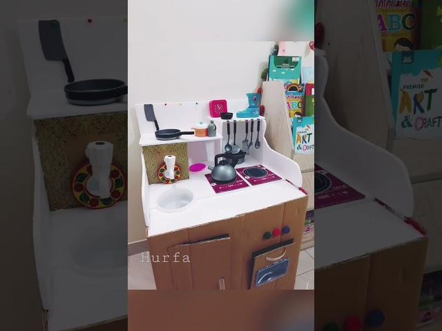 cardboard kitchen counter for kids. DIY kitchen set. #creative #craft #diy #art #crafts #artwork