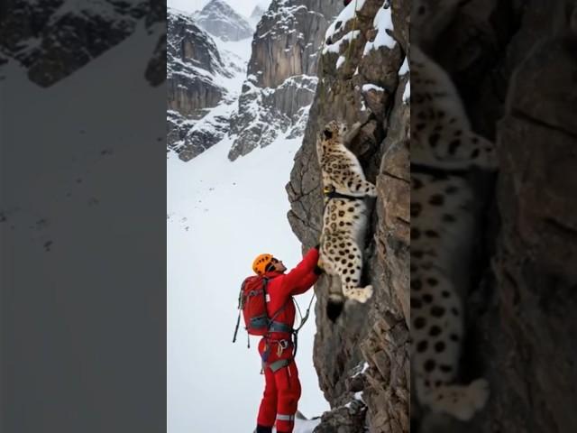 Tiny Snow Leopard Cub Saved His Mother with Help of the Rescue Team #animals #rescue #humanity