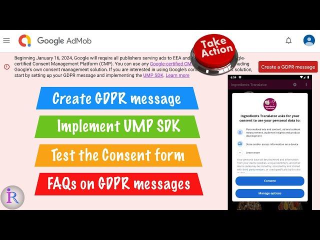 How to create GDPR message and implement UMP SDK in android app? Google AdMob alert