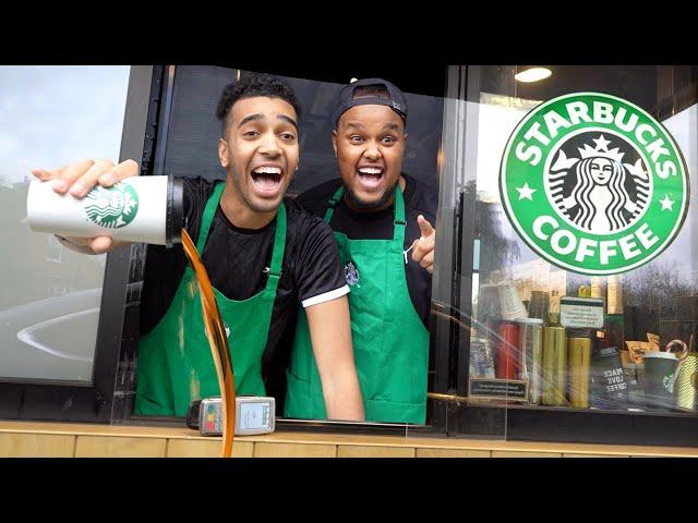 We Pretended To Work At Starbucks Drive Thru (Fake Employee Prank)