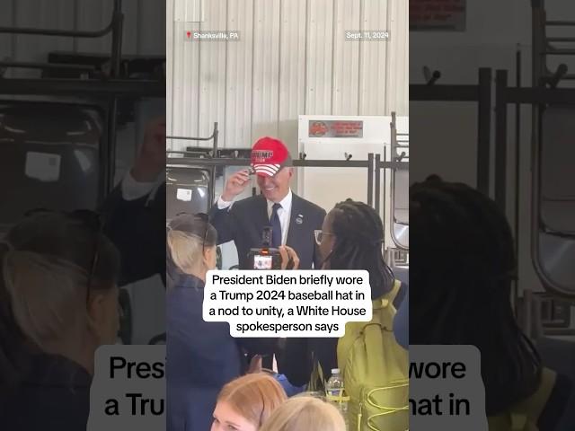 Biden wears Trump 2024 hat